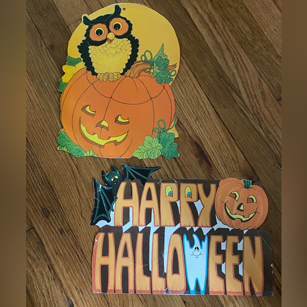 2 vintage eureka die cut Halloween decorations